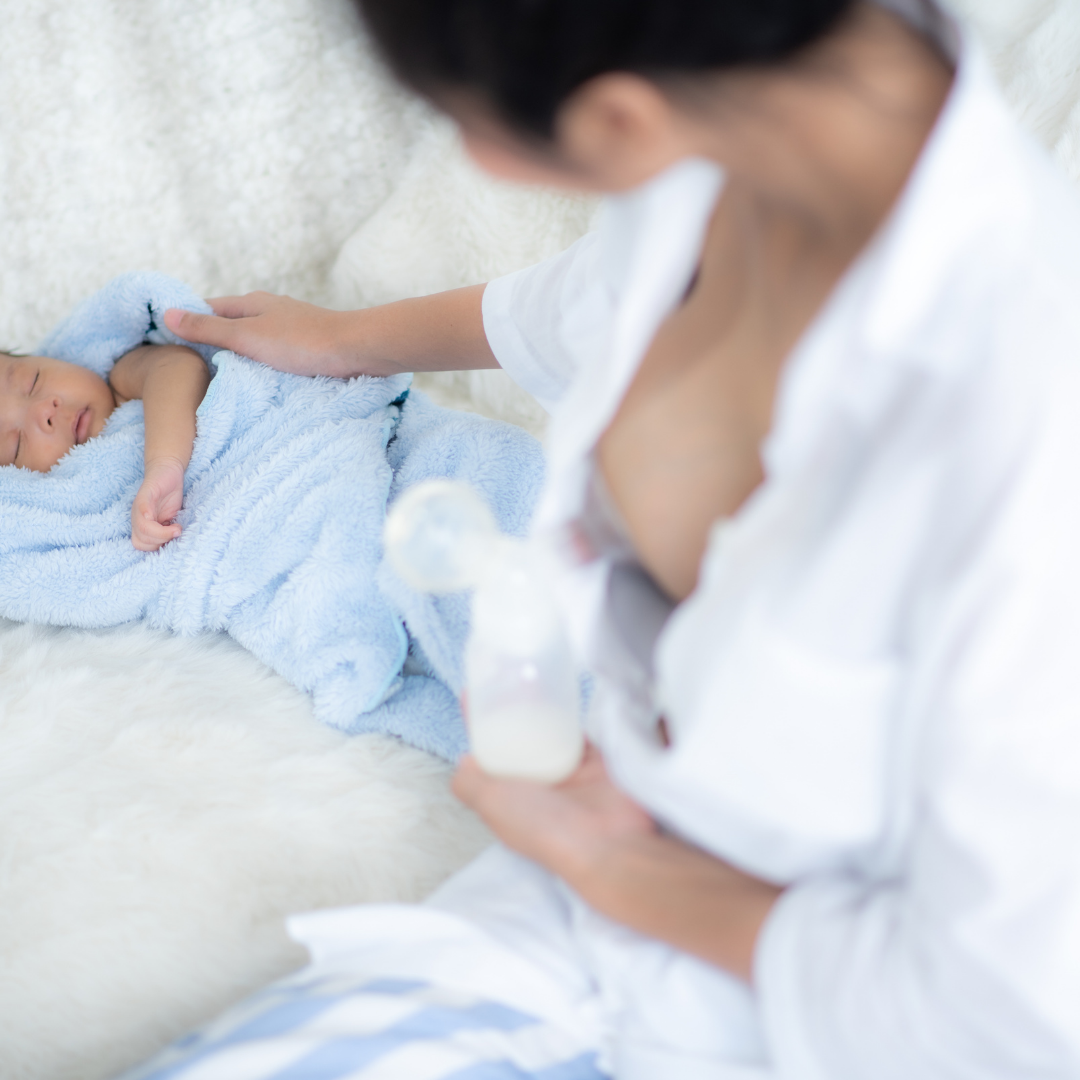 Mother caring for her newborn during the postpartum period