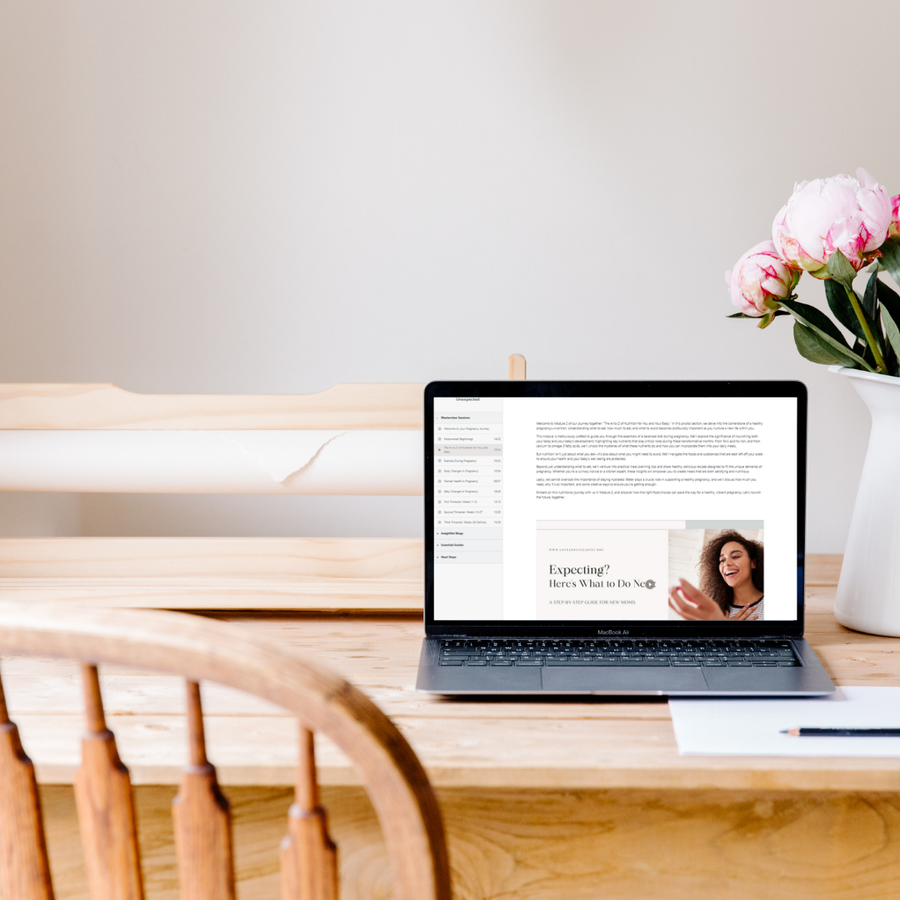 Okana Care online pregnancy course displayed on a laptop